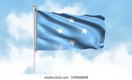 Federated States Micronesia Flag Waving Clouds Stock Illustration ...