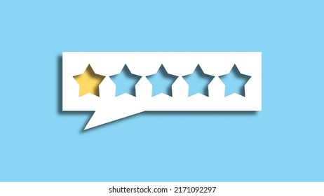 Feedback One Star On Blue Background. Bad Review Concept. 3D Rendering