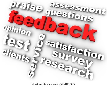 feedback in red surrounded by relevant words