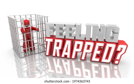 Feeling Trapped Caught by Trick Scam Fraud Person Jail 3d Illustration