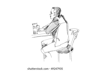  fellow at the table with glass of beer