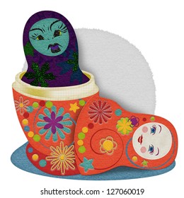 Felt And Applique Illustration Of Russian Dolls Illustrating Hidden Personality Traits. Concept And Drawings Are My Own.