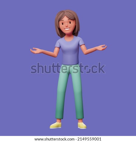 Female 3D Character Asking, 3D Render