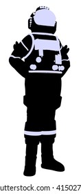 A Female Astronaut Silhouette Illustration On A White Background