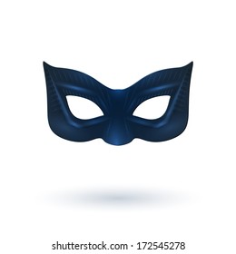 Female Black Leather Mask With Shadow For Superhero - Isolated On White