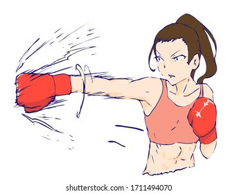 A female boxer who throws a straight right. - Powered by Shutterstock