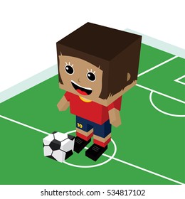 Female Cartoon Soccer Player Isometric