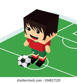 Female Cartoon Soccer Player Isometric