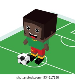 Female Cartoon Soccer Player Isometric