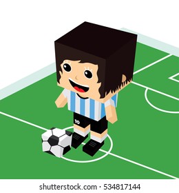 Female Cartoon Soccer Player Isometric