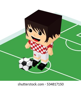 Female Cartoon Soccer Player Isometric