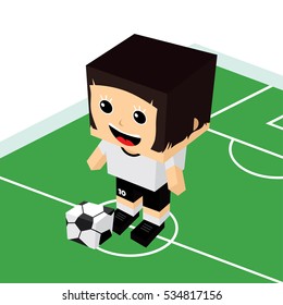 Female Cartoon Soccer Player Isometric