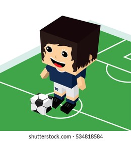 Female Cartoon Soccer Player Isometric