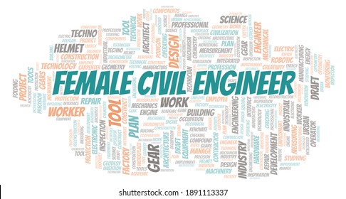 Female Civil Engineer typography word cloud create with text only - Powered by Shutterstock