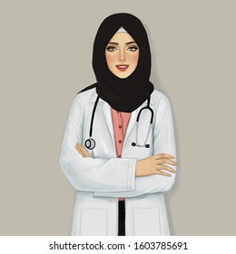 Female Doctor With Black Hijab