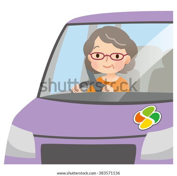 Female\
elderly to driving the car \