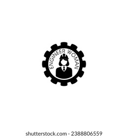 Female engineer logo. Person work icon. Female engineer gear icon - Powered by Shutterstock