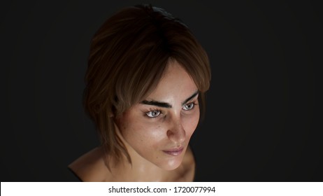 Female Face 3d Render Young Girl Stock Illustration 1720077994 ...