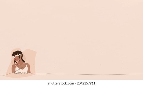 Female Fashionista On Beige Banner Illustration