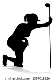 Female Golfer Sports Person Playing Golf Stock Illustration 1589019226 ...