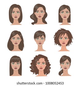 Female Hairstyles Set. All Types Of Hair.