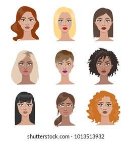 Female Hairstyles Set All Types Hair Stock Illustration 1013513932 ...