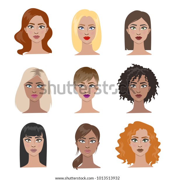 Female Hairstyles Set All Types Hair Stock Illustration 1013513932 ...