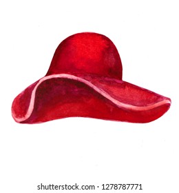 the female headdress hat red. watercolor illustration