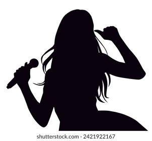 Female idol silhouette singing with microphone _ upper body - Powered by Shutterstock