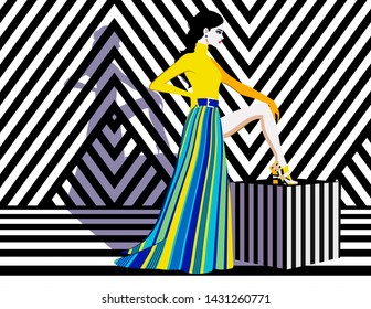 Female Illustration Stripe Background Stock Illustration 1431260771 ...