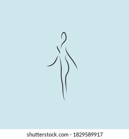 Female Line Illustration Figure Icon Logo Design