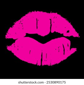 Female lips lipstick kiss. Royalty high-quality free stock image of kiss lips on black background, Lips marks with grunge effect for valentine day and love illustration - Powered by Shutterstock