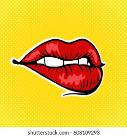 Female Lips Pop Art Retro Vector Stock Vector (Royalty Free) 606190190