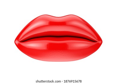 Female Lips with Red Lipstick in Kiss Gesture on a white background. 3d Rendering