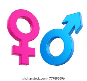 Female Male Gender Symbol Isolated. 3D Rendering