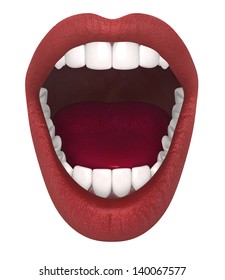 Female mouth isolated on white background, hires, ray traced