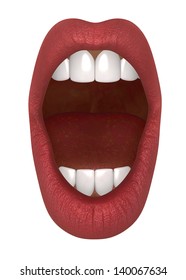 Female mouth isolated on white background, hires, ray traced