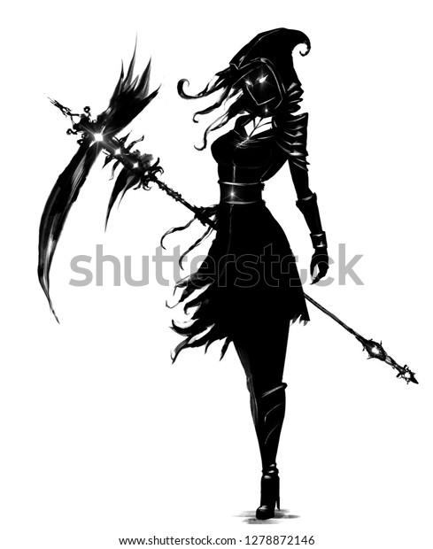 Female Necromancer Huge Scythe Stock Illustration 1278872146 | Shutterstock