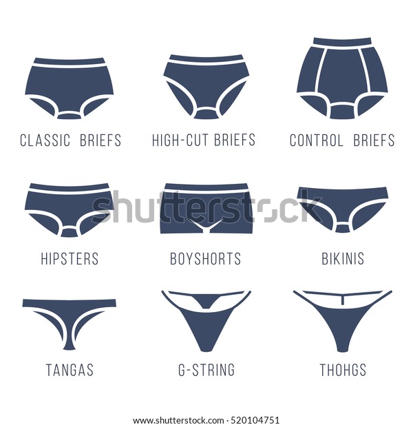 Female Panties Types Flat Silhouettes Icons Stock Illustration 520104751