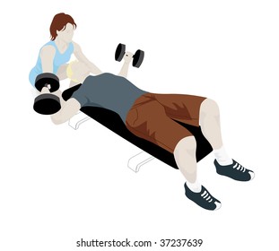 Female Personal Trainer Helping Her Client (Bitmap) - Powered by Shutterstock