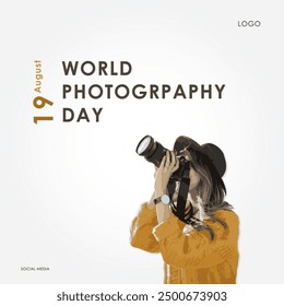 Female Photographer, World Photography Day Simple Design - Powered by Shutterstock