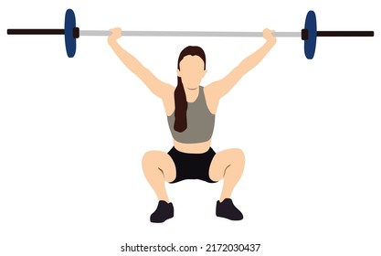 Female Powerlifter Dressed Black Sportswear Sneakers Stock Illustration 