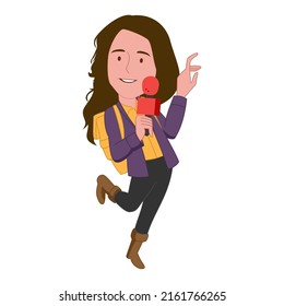 Female reporter flat illustration image
