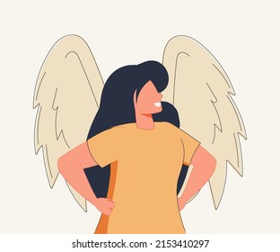 Female self confidence, esteem, strength concept. Brave woman standing showing biceps facing fears like powerful hero feeling powerful confident showing her inner strength illustration - Powered by Shutterstock