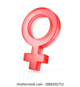 Female Sex Symbol Glass 3d Icon. 3d Rendering Gender Symbol Isolated On White.