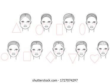 Female  Shape Of The Face. Line Art Design. Illustration