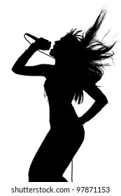 Female Singing Silhouette