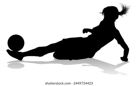 A female soccer football player woman in silhouettes - Powered by Shutterstock