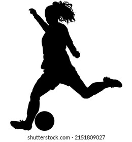 Female Soccer player, Woman's Soccer in motion. Women's football running up for ball tee shot front view sport Silhouette - Powered by Shutterstock