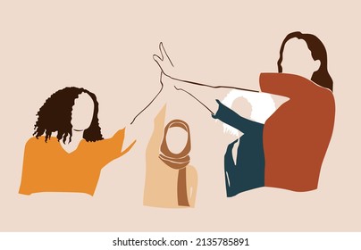 Female teamwork. Faceless woman portrait. Girl in hijab. - Powered by Shutterstock